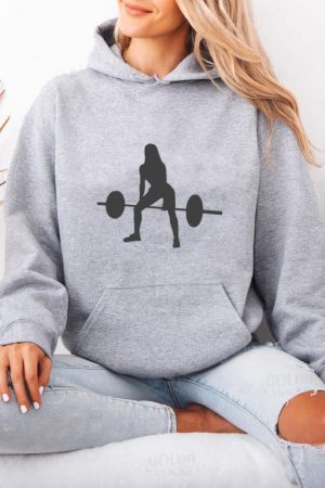 Woman Bent Over Row Silhouette Hoodie